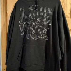 PINK Victoria's Secret Black Bling Hoodie & Pants Set XXL